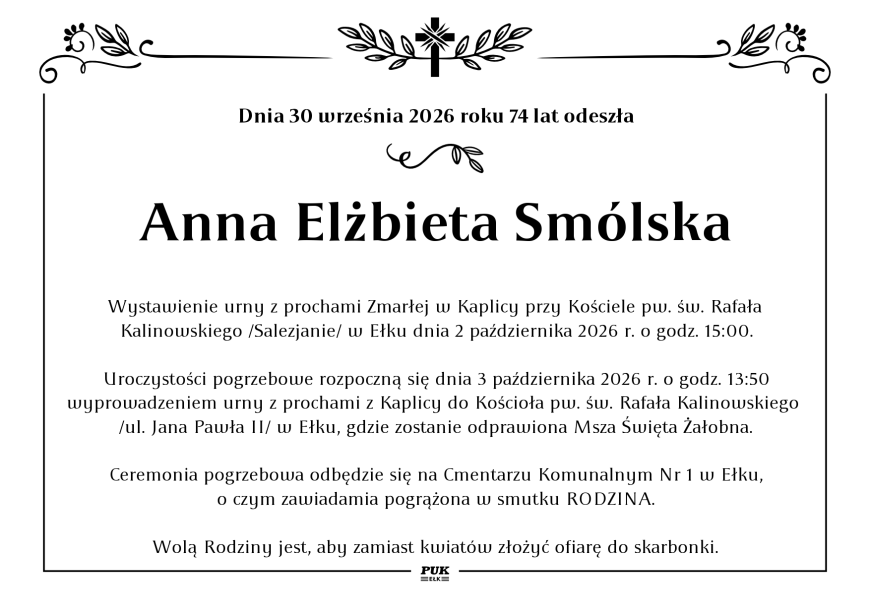 Anna Elżbieta Smólska - nekrolog